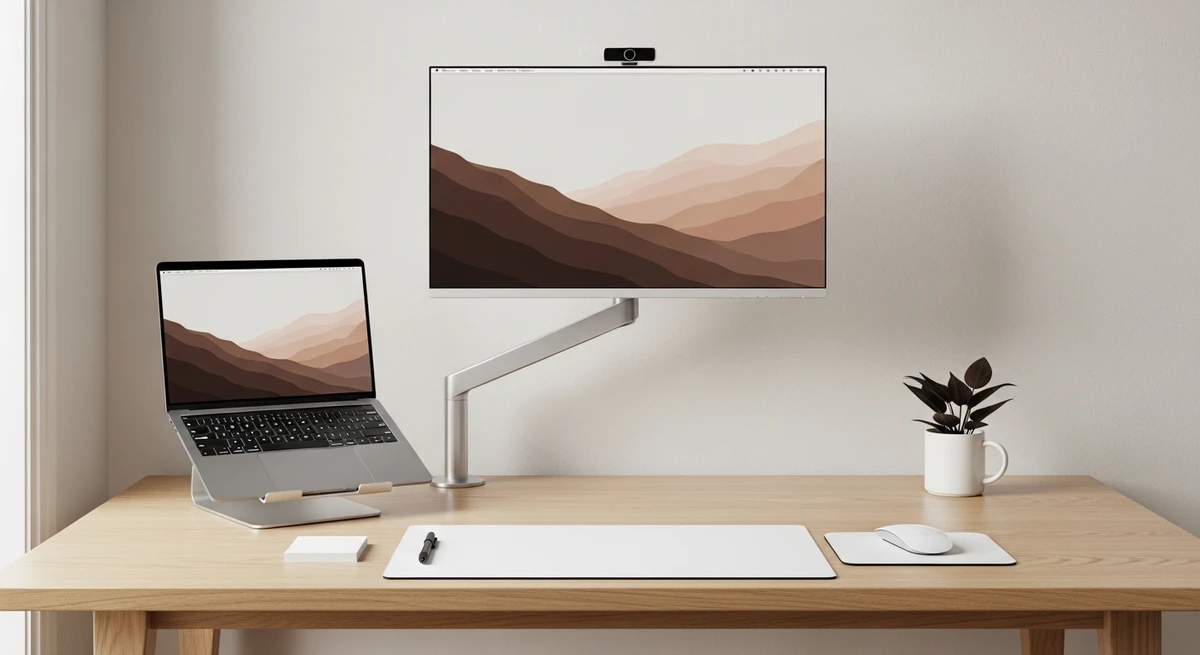 Decoração que é a cara de Virgem: mesa de trabalho com design limpo por Imagem gerada por IA