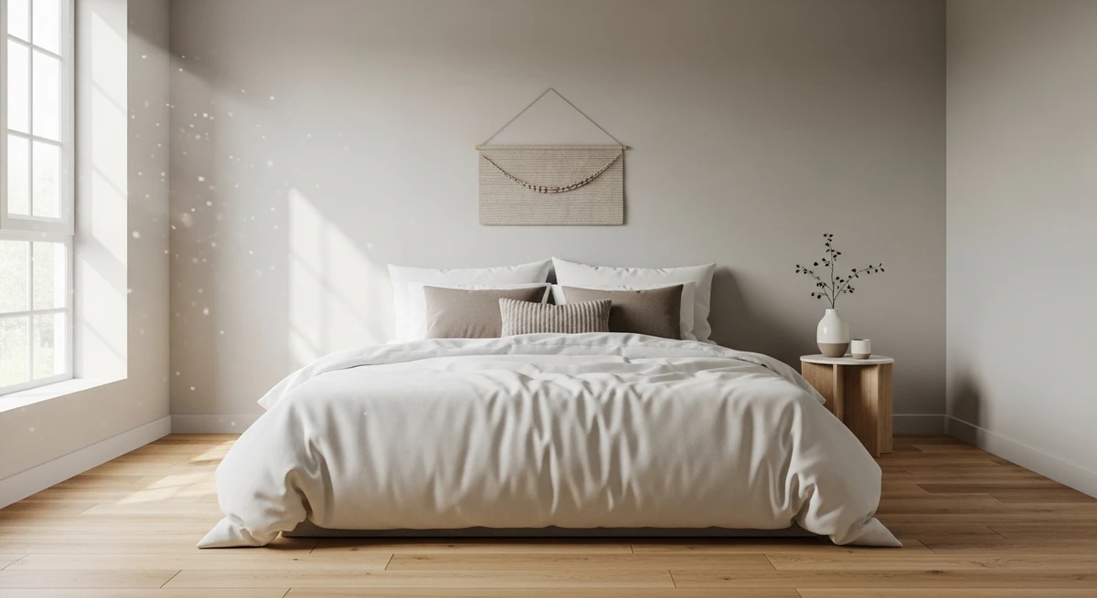 Decoração que é a cara de Virgem: quarto sereno com design minimalista por Imagem gerada por IA