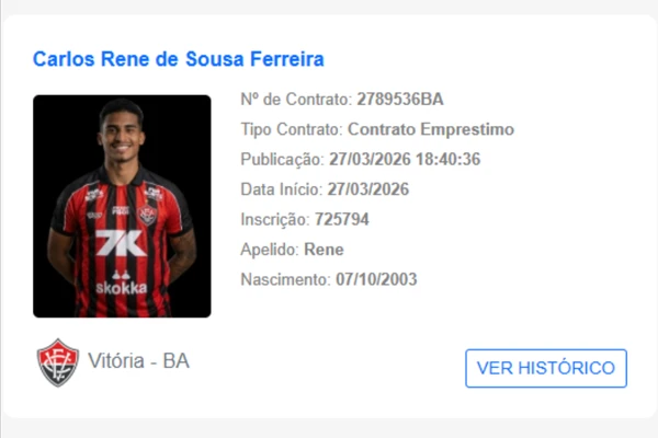 Renê já foi  registrado no BID