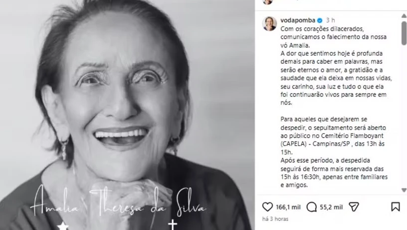 Imagem - Influenciadora Amalia Thereza, a 'Vó da Pomba', morre aos 96 anos