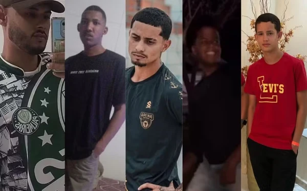 Vítimas foram identificadas como Anderson Ricardo da Silva Soares, Ismael Pereira dos Santos, Jeovanny Silva Marinho Lucena, Rafael de Carvalho dos Santos e Samuel Ramos Carneiro Bisneto