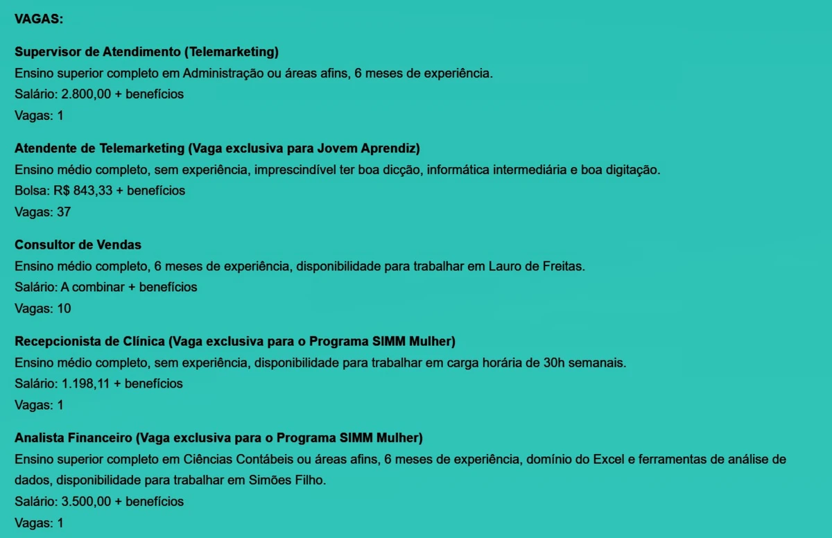 Veja vagas disponíveis por Reprodução