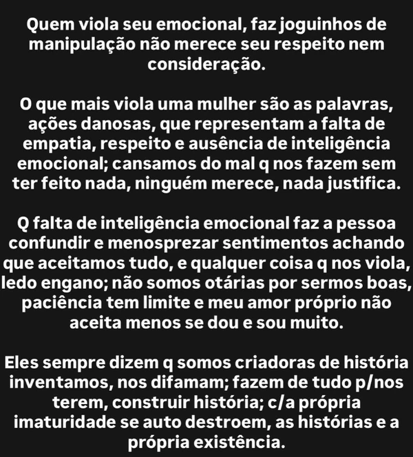 Desabafo de Quitéria Chagas sobre término com empresário por Reprodução/Instagram