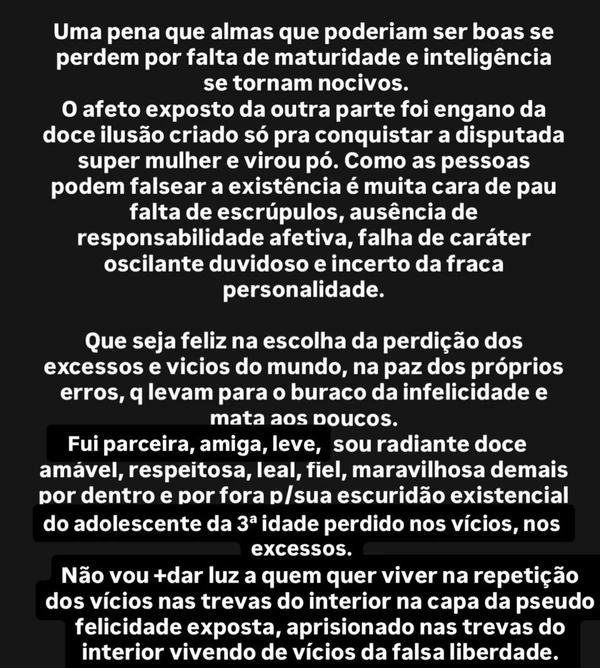 Desabafo de Quitéria Chagas sobre término com empresário por Reprodução/Instagram