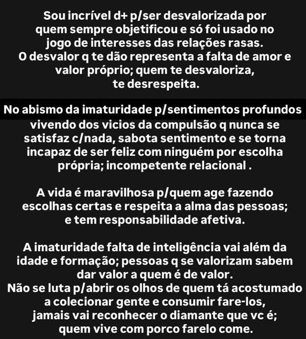 Desabafo de Quitéria Chagas sobre término com empresário por Reprodução/Instagram
