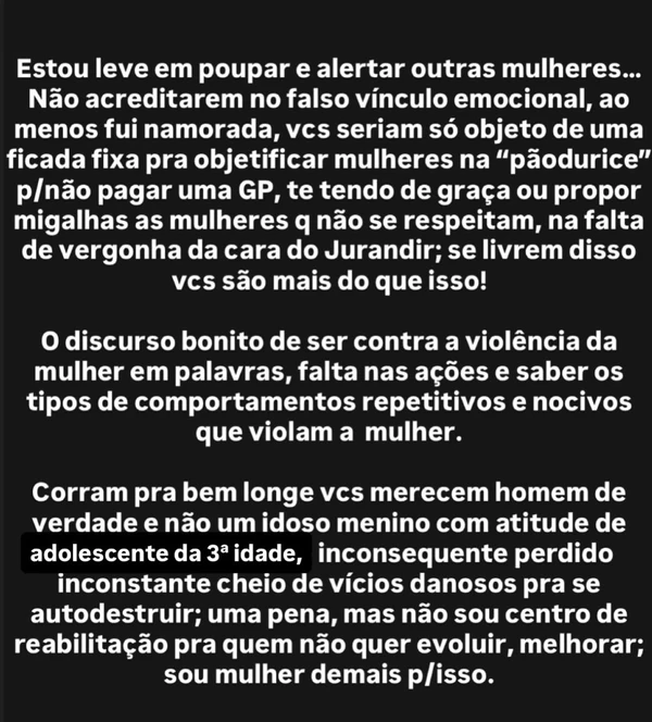Desabafo de Quitéria Chagas sobre término com empresário por Reprodução/Instagram