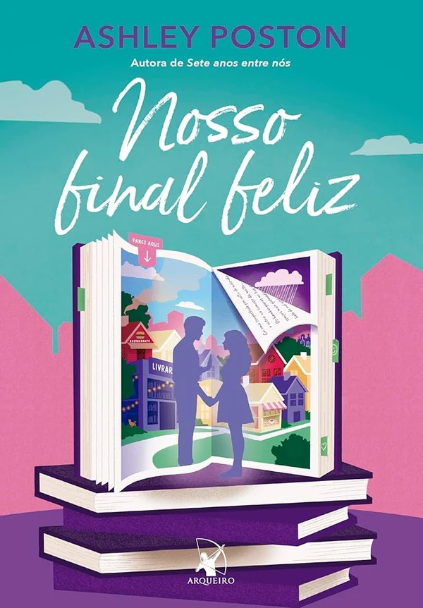 Nosso final feliz, de Ashley Poston (Arqueiro). Eileen Merriweather é uma professora de literatura que adora um final feliz. Quando mergulha na ficção, ela se sente segura.É por isso que está tão determinada a ir ao retiro anual do seu clube do livro. Este ano Eileen está precisando mais do que nunca de amigos, enormes taças de vinho e grandes gestos românticos – não importa de onde venham.Só que, no caminho, um acidente com o carro a deixa presa em uma cidadezinha tão pitoresca que parece ter saído de dentro de um romance. Porque saiu.Por mais inacreditável que seja, Eileen está em Eloraton, a cidade da sua série de romances favorita. Um lugar perfeito e que parou no tempo, bem na última história inacabada da falecida autora. E ela tem certeza de que foi por isso que foi parar lá: para conduzir a cidade ao seu final feliz. Lançamento em 6 de abril. por Reprodução