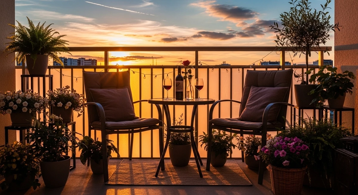 O date perfeito para Câncer: conversa longa na varanda com clima de fim de tarde por Imagem gerada por IA