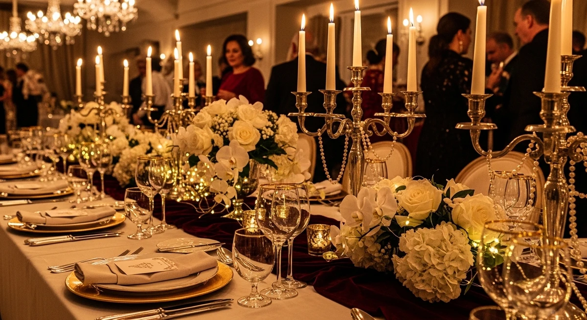 O date perfeito para Leão: festa elegante com decoração impecável por Imagem gerada por IA