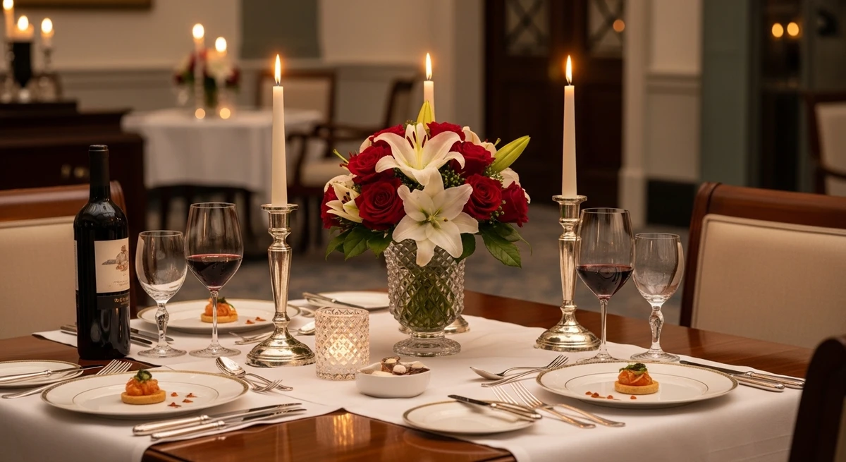 O date perfeito para Touro: jantar romântico à luz de velas por Imagem gerada por IA