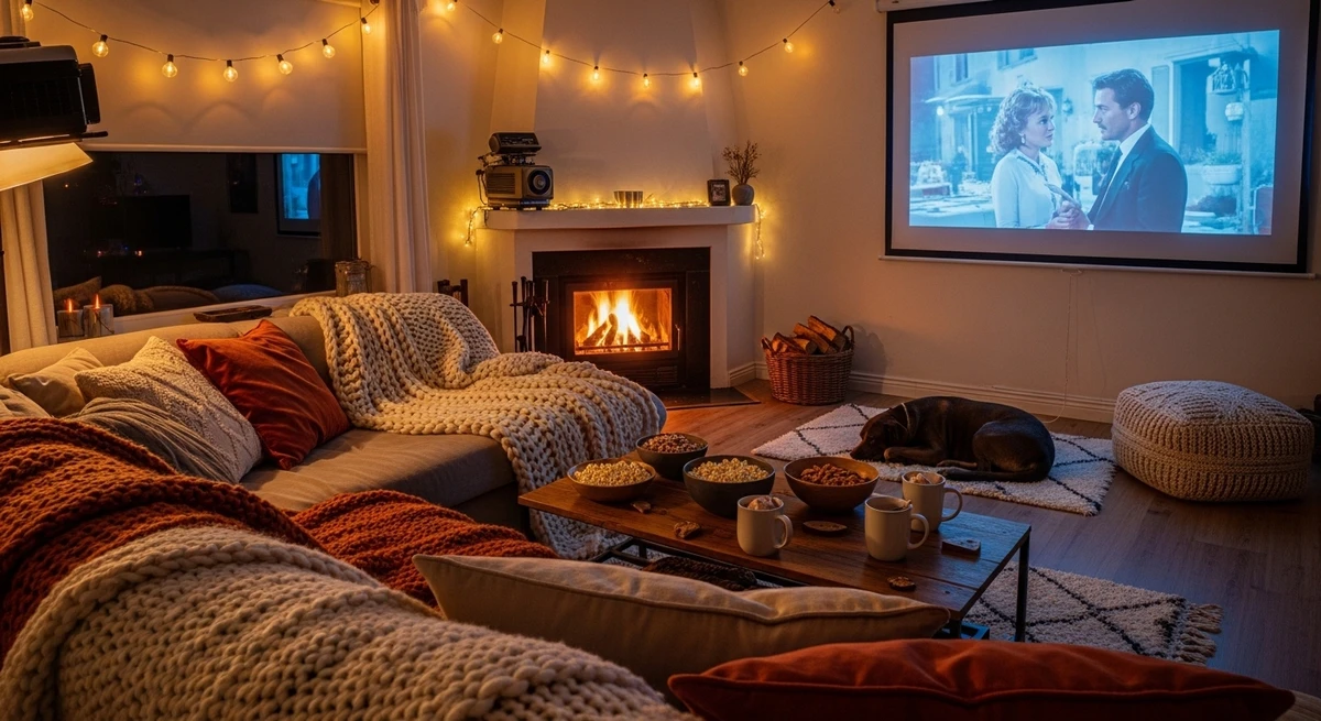 O date perfeito para Touro: noite de filmes aconchegante por Imagem gerada por IA