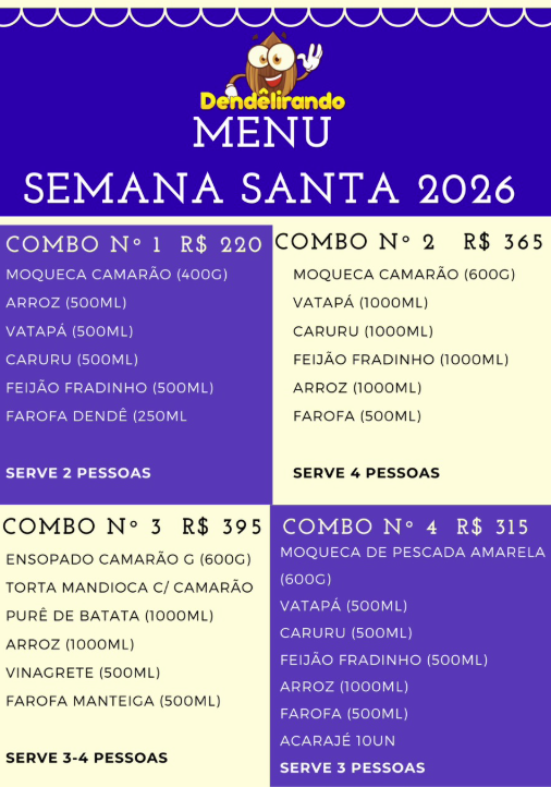 Cardápio Dendelirando por Divulgação