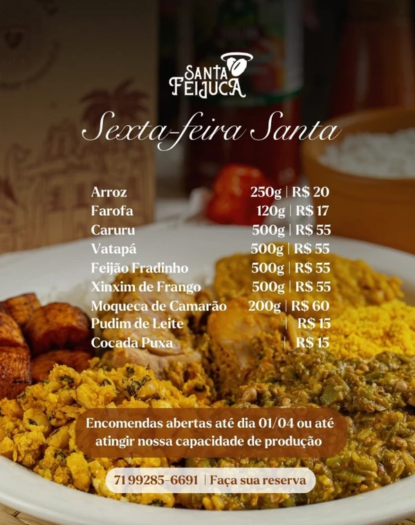 Cardápio Santa Feijuca por Divulgação