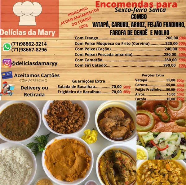 Cardápio Delícias da Mary por Divulgação