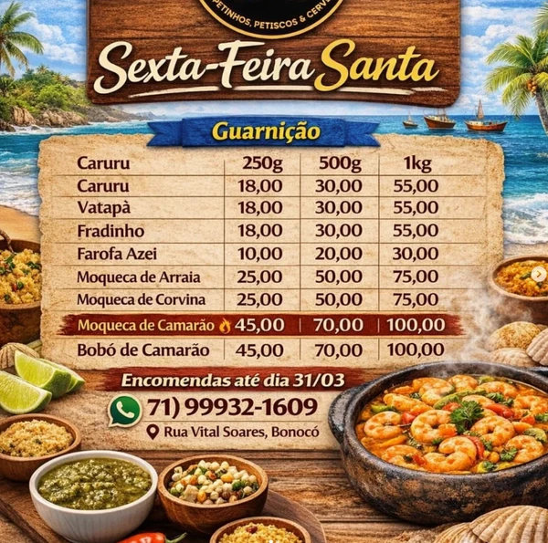 Cardápio Espetaria EG & JB por Divulgação