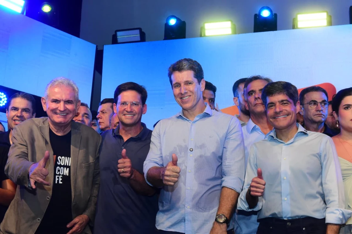 Angelo Coronel, João Roma, Zé Cocá e ACM Neto no evento de lançamento da chapa