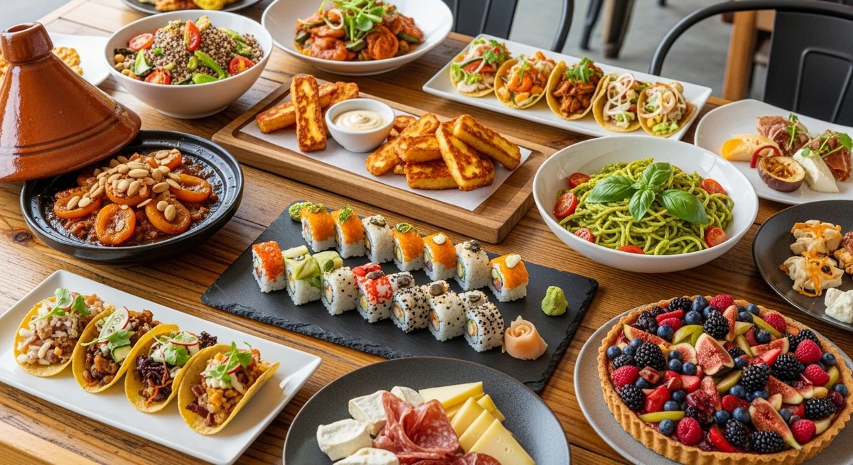 O date perfeito para Aquário: experimentar comidas novas em um mesmo lugar por Imagem gerada por IA