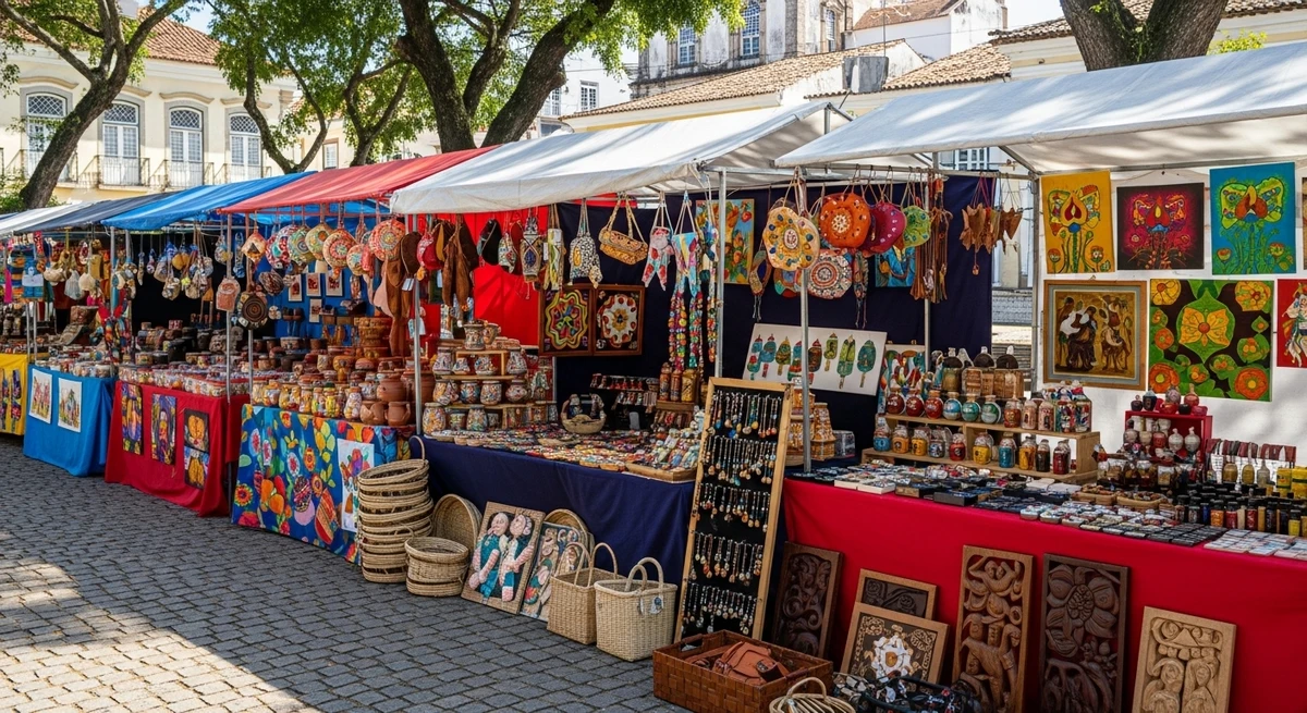 O date perfeito para Aquário: feira criativa ou de artesanato local por Imagem gerada por IA