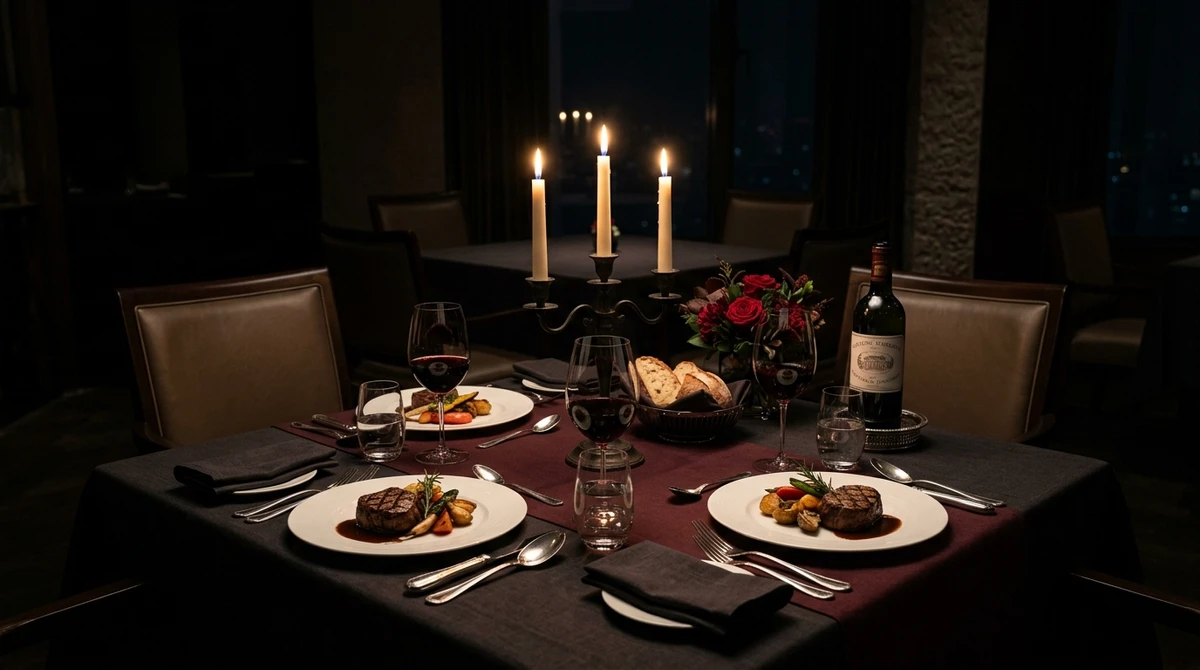 O date perfeito para Escorpião: jantar à luz de velas com clima bem intimista por Imagem gerada por IA