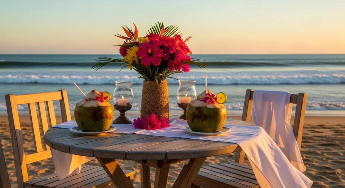 O date perfeito para Libra: passeio na orla com parada para água de coco por Imagem gerada por IA