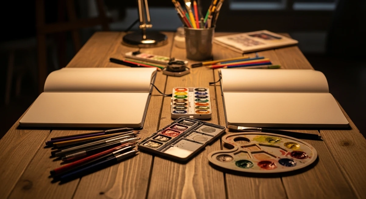 O date perfeito para Peixes: tarde de desenho, escrita ou algo criativo juntos por Imagem gerada por IA