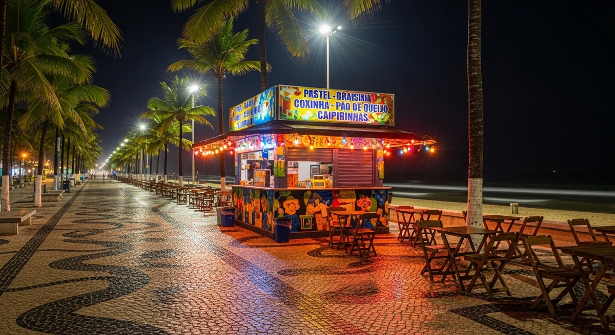 O date perfeito para Sagitário: passeio na orla com parada para comida de rua por Imagem gerada por IA