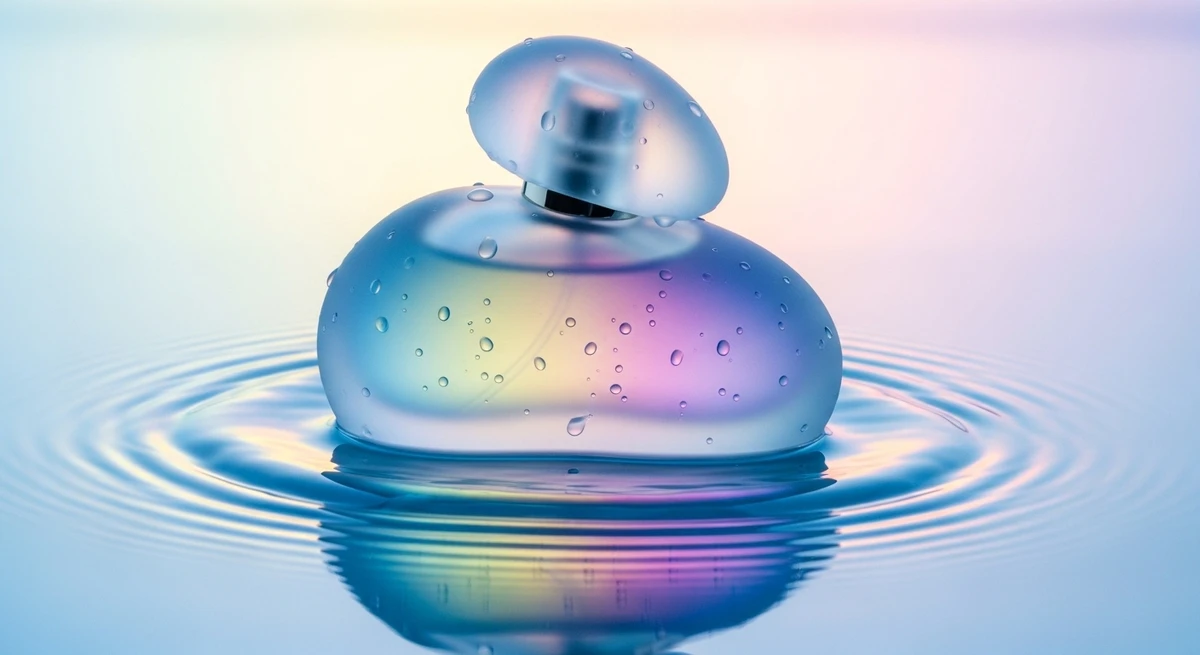 Perfume para Peixes: suave e etéreo, com notas aquáticas, jasmim e baunilha leve por Imagem criada com IA