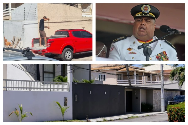 Picape do Corpo de Bombeiros é usada em reforma de casa de ex-comandante 