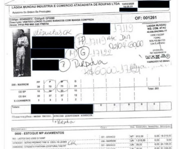 Remessa de pedidos encontrada em uma das oficinas por Ministério do Trabalho e Emprego