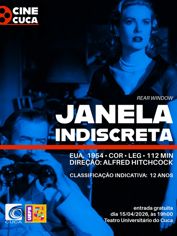 Programação de abril do Cine Cuca traz sessões gratuitas de filmes de Alfred Hitchcock por Divulgação