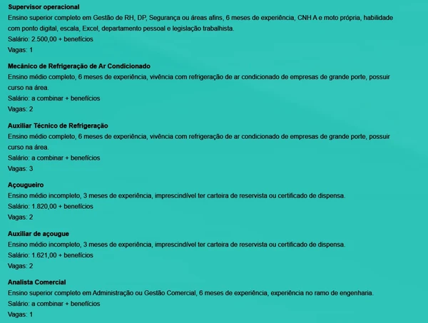 Vagas disponíveis por Reprodução