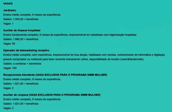 Vagas disponíveis por Reprodução