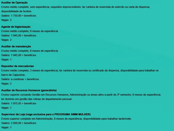 Vagas disponíveis por Reprodução