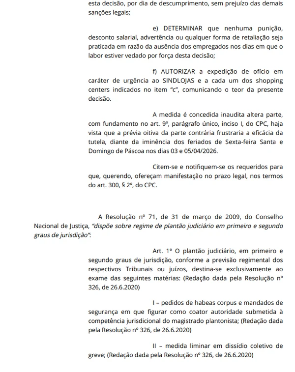 Nova decisão judicial autoriza abertura do comércio no domingo de Páscoa por Reprodução