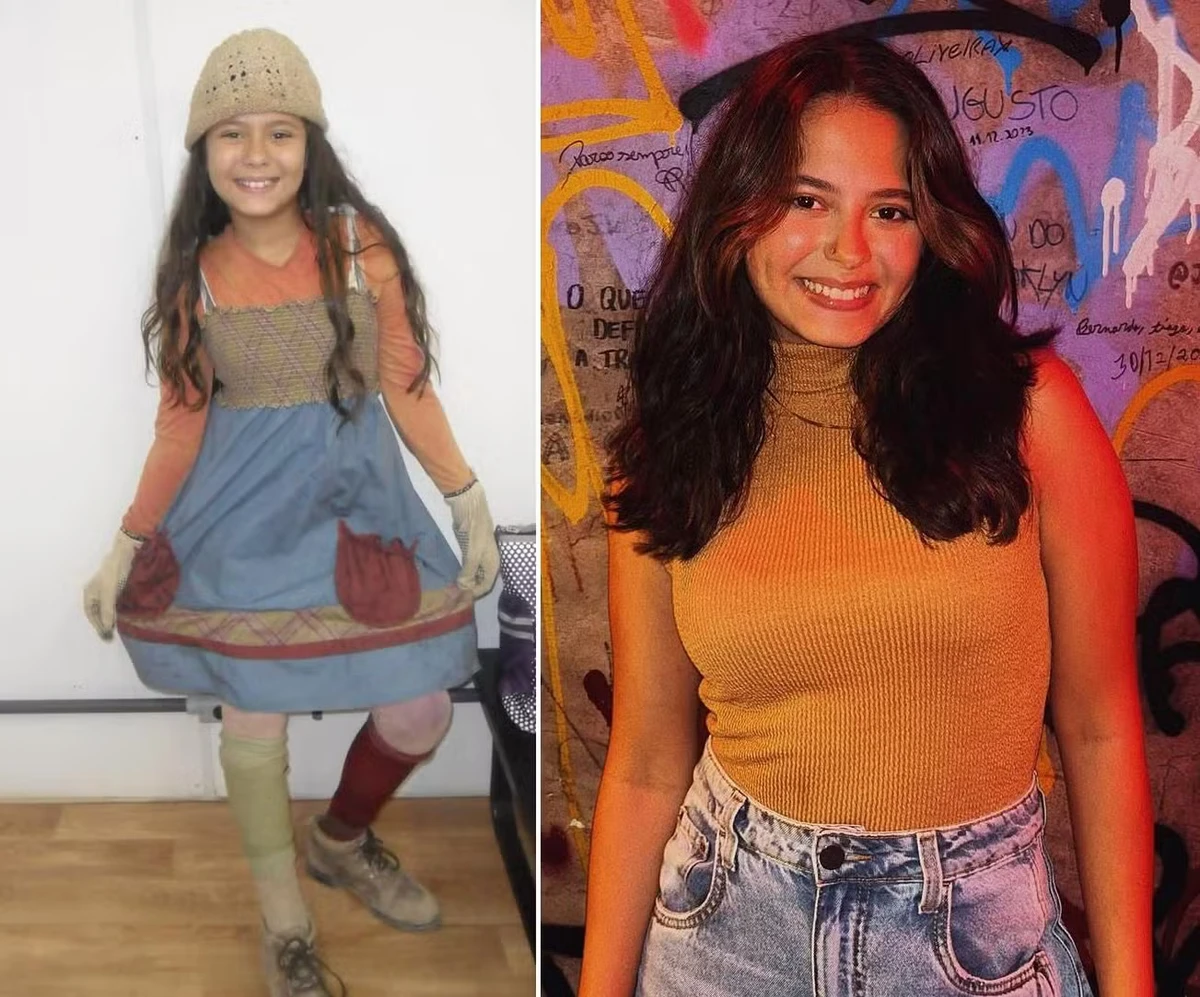 Julia Farias na época de "Avenida Brasil" e atualmente por Reprodução