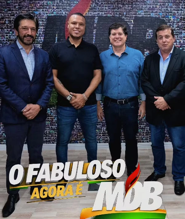 MDB divulga foto de filiação do ex-jogador Luís Fabiano nas eleições 2026 por Reprodução/Redes Sociais  