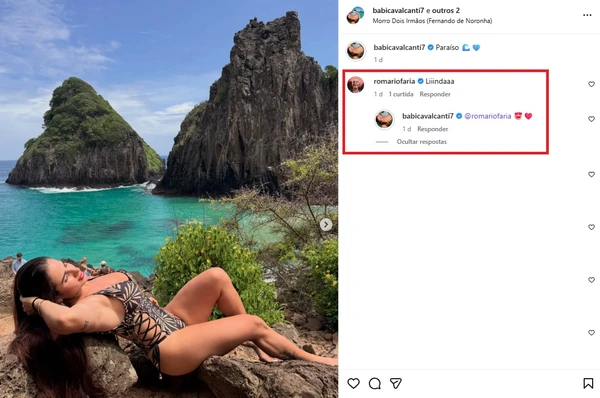 Romário elogiou Bárbara Cavalcanti nas redes sociais por Reprodução/Instagram