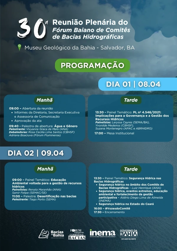30ª Reunião Plenária Ordinária do Fórum Baiano de Comitês de Bacias Hidrográficas (FBCBH) por Divulgação