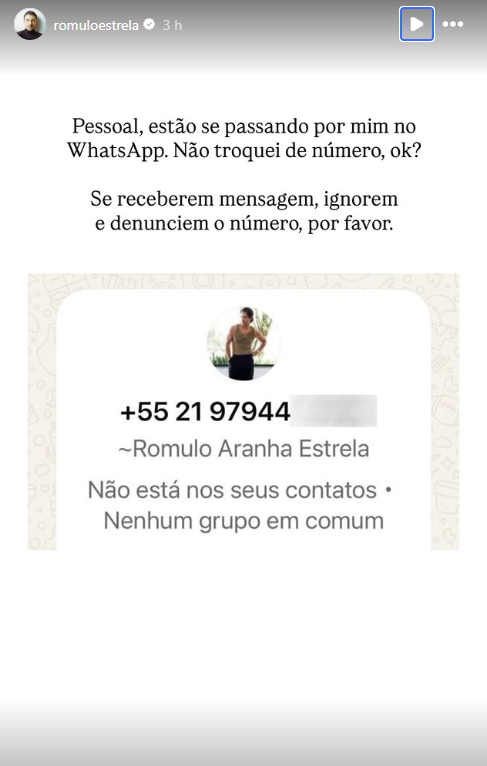 Publicaçao feita pelo ator