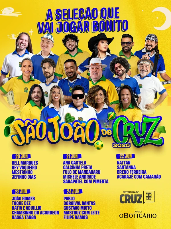 Cruz das Almas divulga programação do São João 2026 por Divulgação