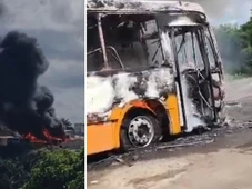 Imagem - Incêndio atinge garagem e destrói cinco ônibus na Região Metropolitana de Salvador