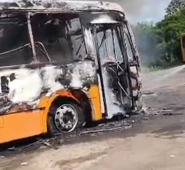 Ônibus ficaram destruídos após incêndio em garagem por Reprodução