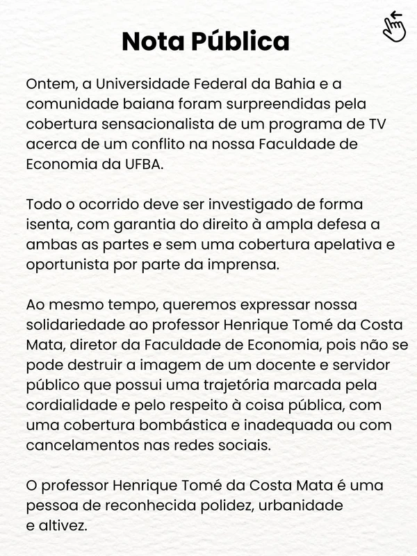 Posicionamento do vice-reitor da Ufba sobre briga dentro a universidade por Reprodução
