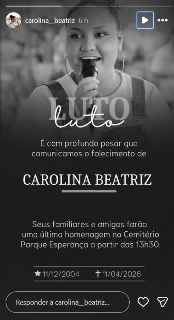 O velório da cantora gospel ocorreu na tarde de domingo (12) por Reprodução