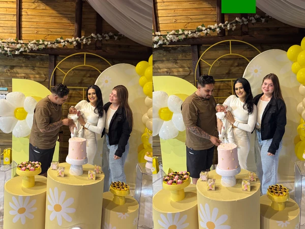 Irmão de Pedro e esposa com Rayne Luiza no mêsversário de Aurora por Reprodução