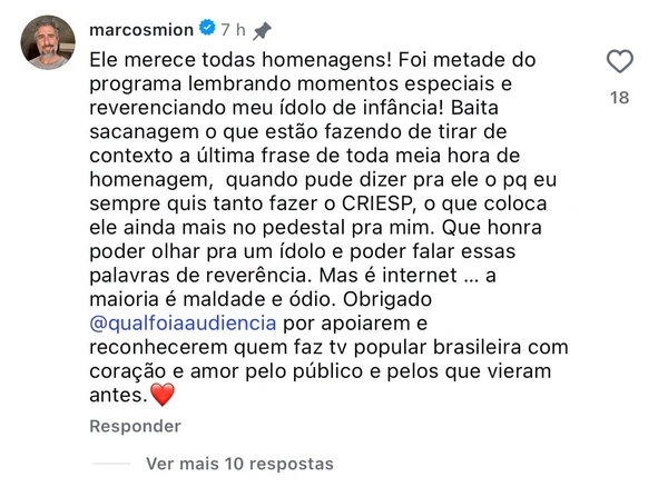 Marcos Mion rebate críticas por Reprodução/ Globoplay