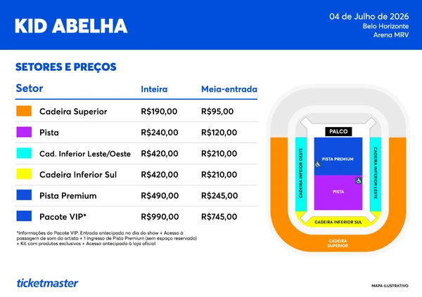 Setores e Preços do show de Kid Abelha em Belo Horizonte por Divulgação 