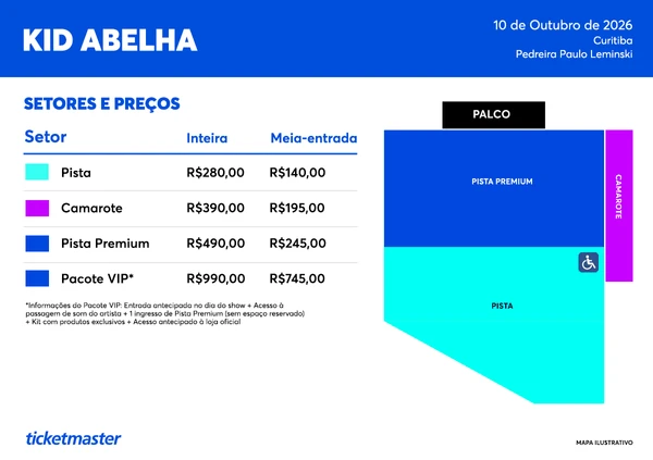Setores e Preços do show de Kid Abelha em Curitiba por Divulgação 