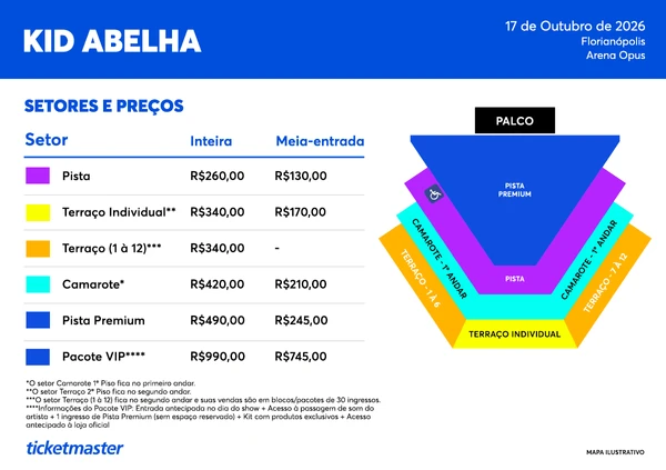 Setores e Preços do show de Kid Abelha em Florianópolis por Divulgação 