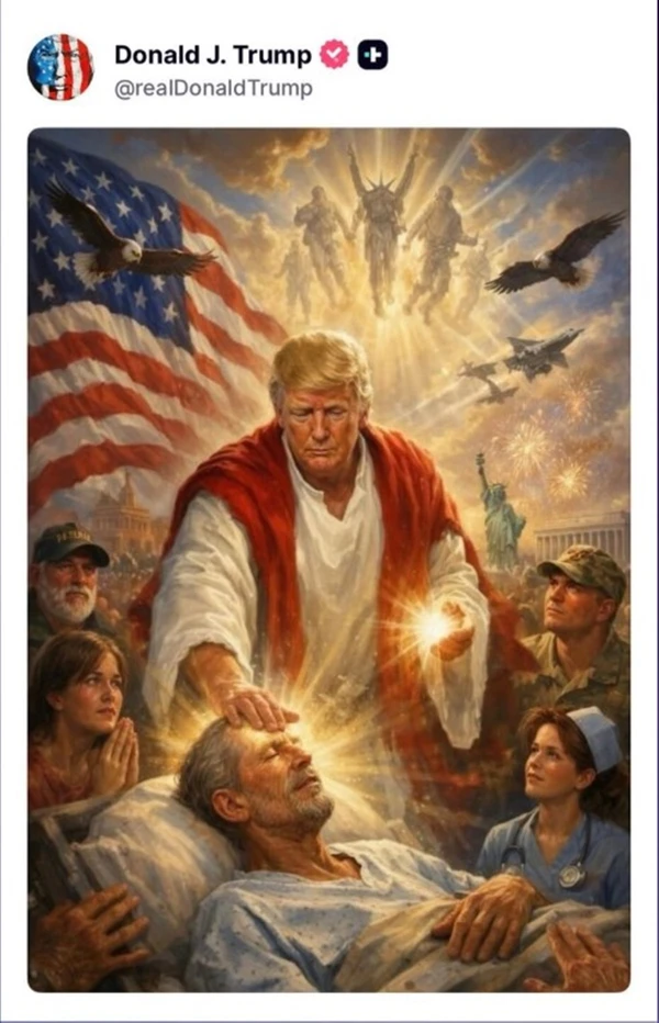 Trump publicou foto em que aparece similar a Jesus